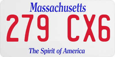 MA license plate 279CX6