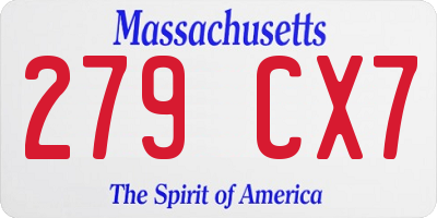 MA license plate 279CX7