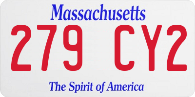 MA license plate 279CY2
