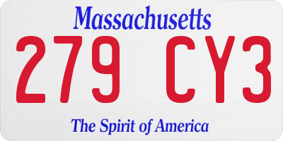 MA license plate 279CY3