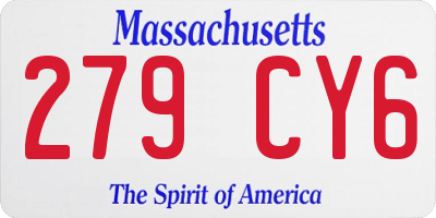 MA license plate 279CY6