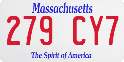 MA license plate 279CY7