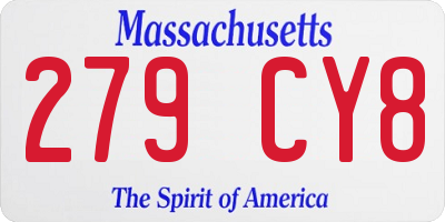 MA license plate 279CY8