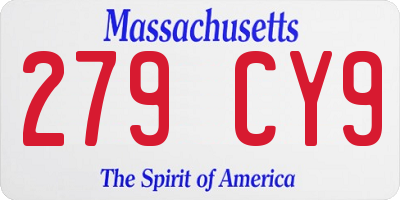 MA license plate 279CY9