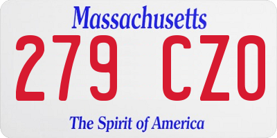 MA license plate 279CZ0