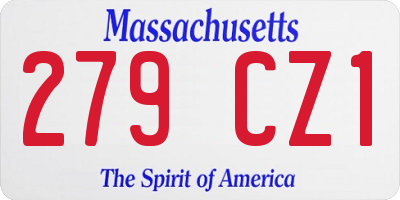 MA license plate 279CZ1