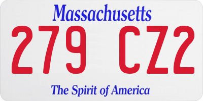 MA license plate 279CZ2