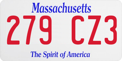 MA license plate 279CZ3