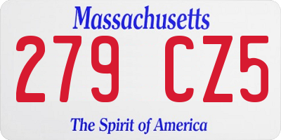 MA license plate 279CZ5