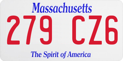 MA license plate 279CZ6