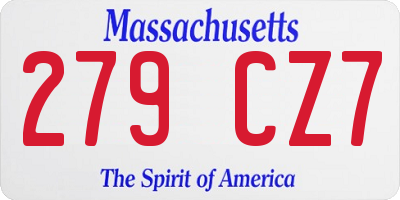 MA license plate 279CZ7