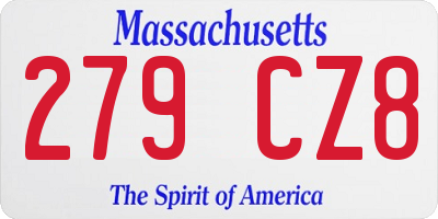 MA license plate 279CZ8