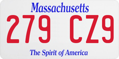 MA license plate 279CZ9