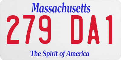 MA license plate 279DA1