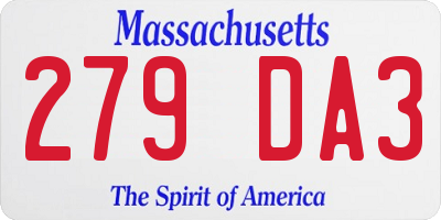 MA license plate 279DA3