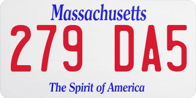 MA license plate 279DA5