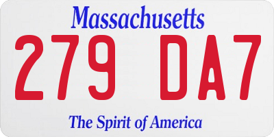 MA license plate 279DA7