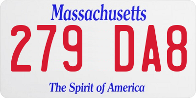MA license plate 279DA8