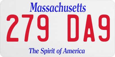 MA license plate 279DA9