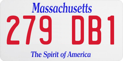 MA license plate 279DB1