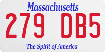MA license plate 279DB5