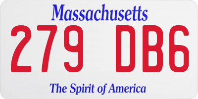MA license plate 279DB6