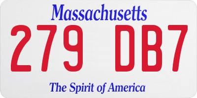 MA license plate 279DB7