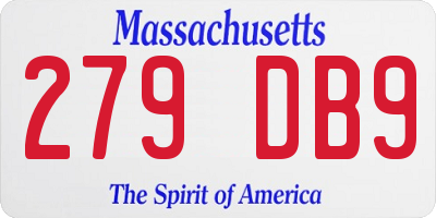 MA license plate 279DB9