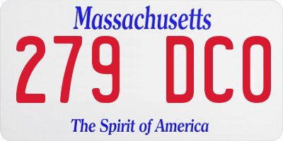 MA license plate 279DC0