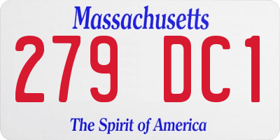 MA license plate 279DC1