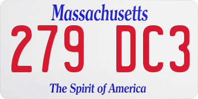 MA license plate 279DC3