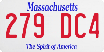 MA license plate 279DC4