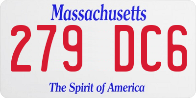 MA license plate 279DC6