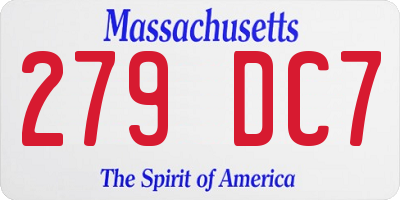 MA license plate 279DC7