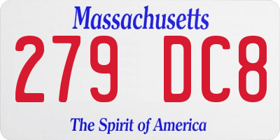 MA license plate 279DC8