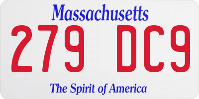 MA license plate 279DC9