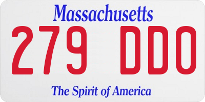 MA license plate 279DD0