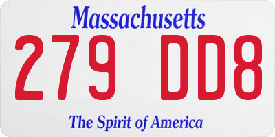 MA license plate 279DD8