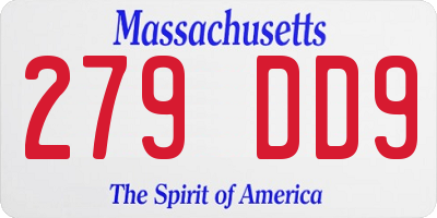 MA license plate 279DD9