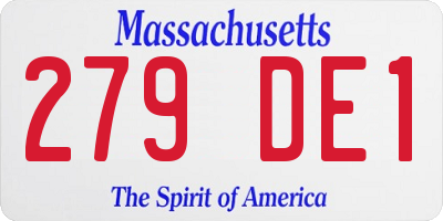 MA license plate 279DE1