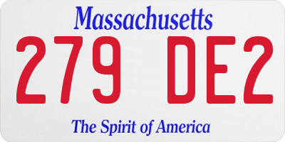 MA license plate 279DE2