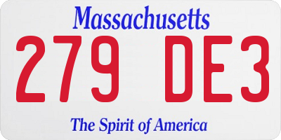 MA license plate 279DE3