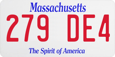 MA license plate 279DE4