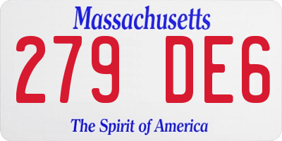 MA license plate 279DE6