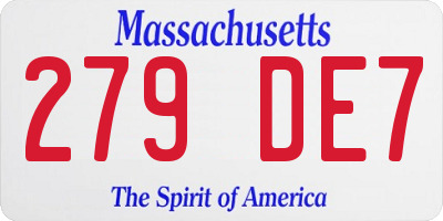 MA license plate 279DE7
