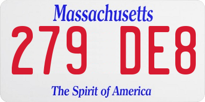MA license plate 279DE8