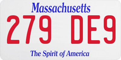 MA license plate 279DE9
