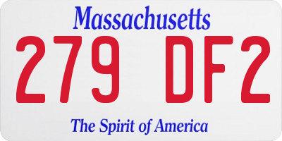 MA license plate 279DF2