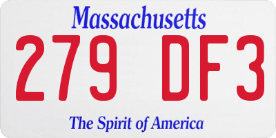 MA license plate 279DF3