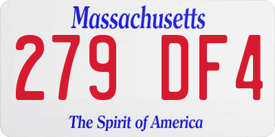 MA license plate 279DF4